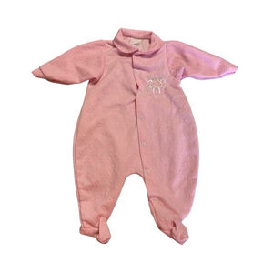 Vintage Baby Girl Cuddletime Footed Pajamas Size L/ 6-9 Month Pink So Sweet